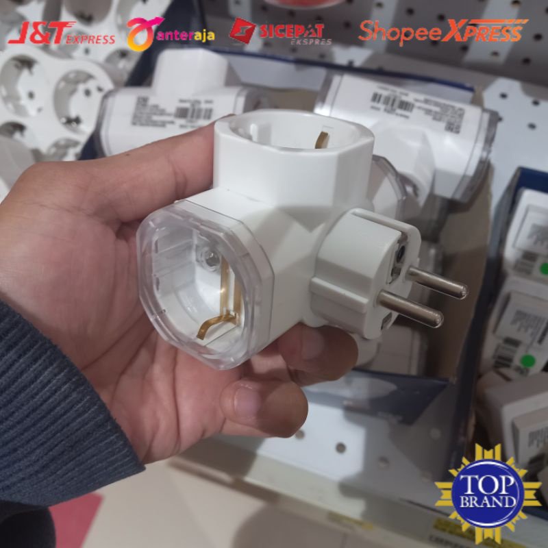 Krisbow stop kontak T 3 arah colokan listrik 10A