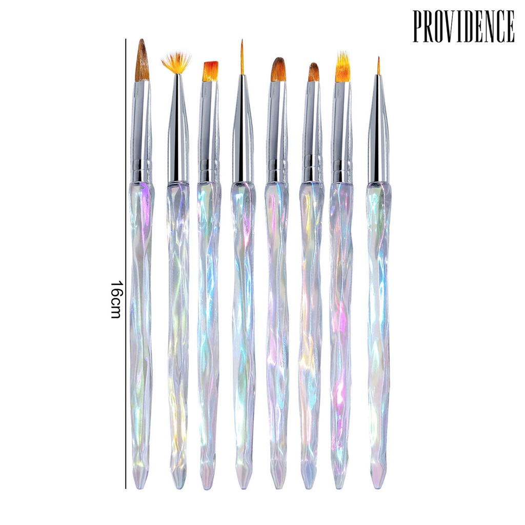 Providence 8Pcs/Set Lukisan Bunga Kuku Seni Brush Bulu Lembut Warna Gradien Non-slip Handle Manicure Tool Profesional Nail Liner Brush Nail Dotting Pen Perlengkapan Salon Kuku