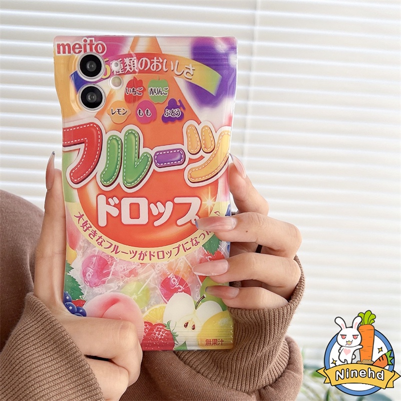 IPHONE Casing Kompatibel Untuk Iphone14 13 12 11 Pro Max X Xr Xs Max8 7 6 6s Plus SE 2020 Jepang Permen Buah Warna-Warni Pola Enak Casing Ponsel Silikon Shockproof Cover Pelindung