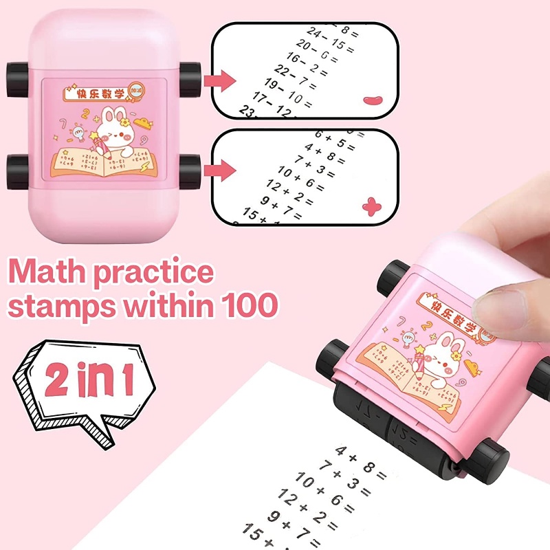 Penambahan Pengurangan Perkalian Pembagian Math Roller Stamps 2in1 Math Roller Stamp Mainan Belajar Anak Smart Math Roller Stamp Math Roller Stamps for Paud Tk