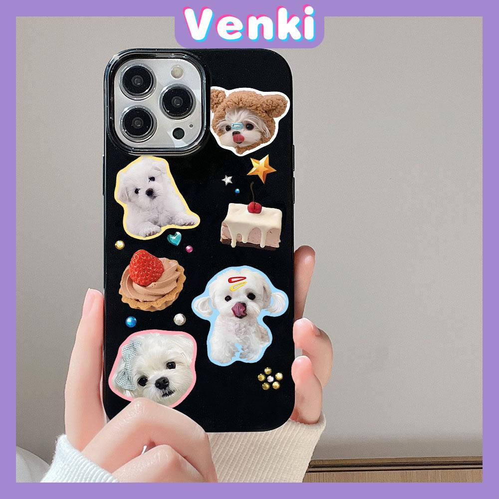 VENKI - For iPhone 11 iPhone Case Black Glossy TPU Soft Case Shockproof Protection Camera Cute Cartoon Compatible with iPhone 14 13 Pro max 12 Pro Max 11 xr xs max 7Plus 8Plus