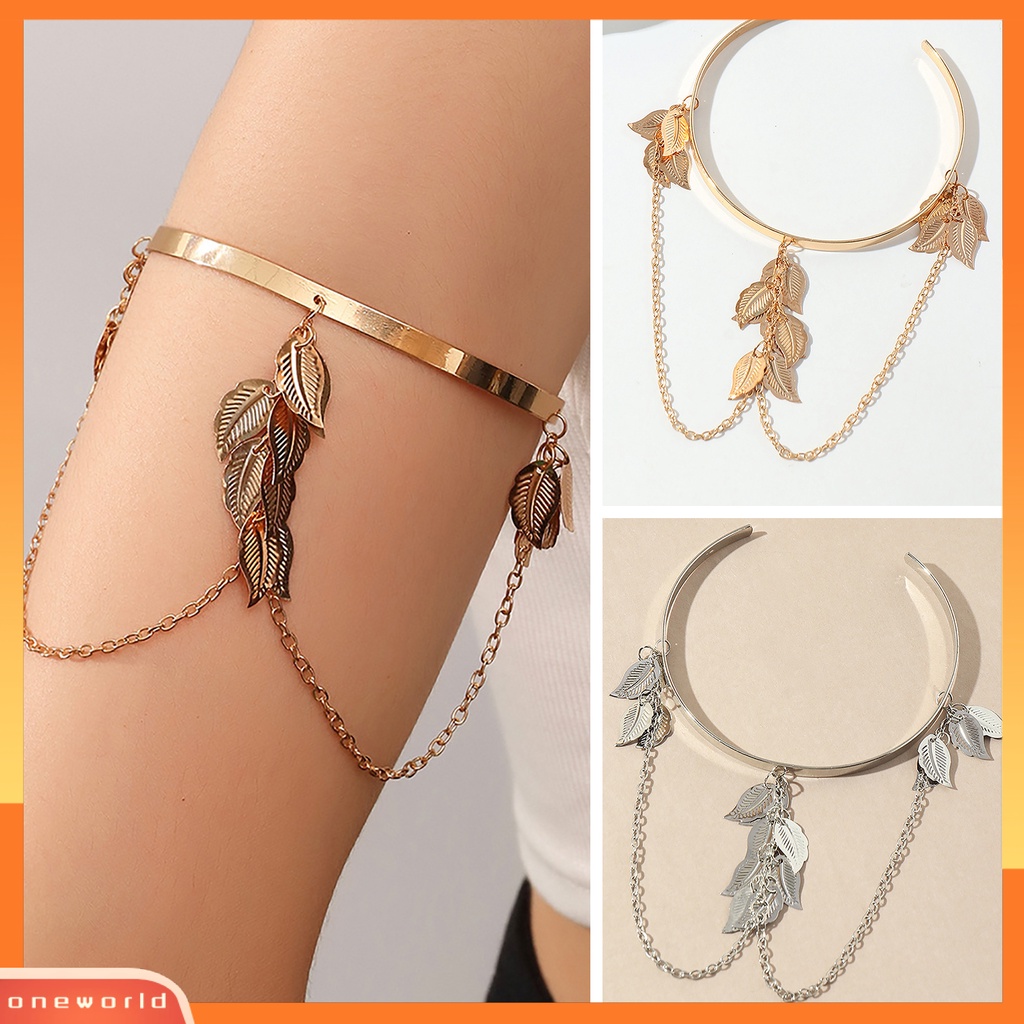 [EONE] Opening Adjustable Thin Arm Bangle Bohemian Daun Pesona Gelang Lengan Atas Aksesoris Fashion