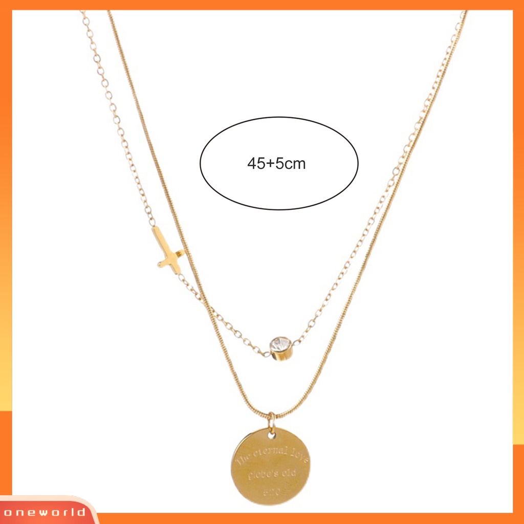 [EONE] Kalung Wanita Dua Lapisan Liontin Bulat Perhiasan Kalung Huruf Vintage Untuk Perjamuan