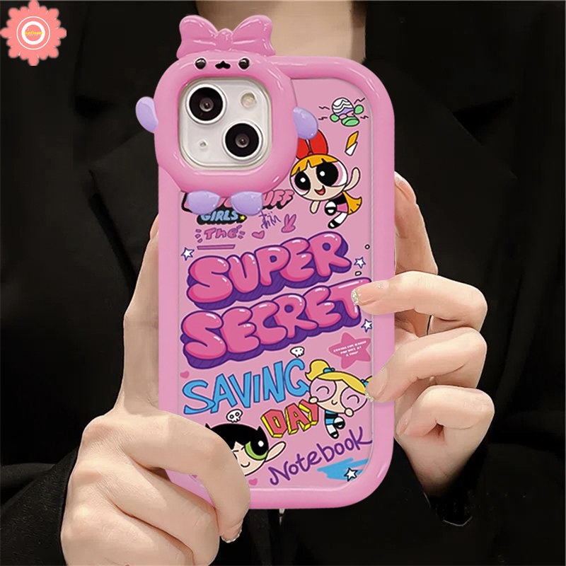 Casing Realme C31 C1 C33 C25Y C25s 5 8 9i 9Pro+9c15 C35 C12 C25 C30 C3 C21 C20 C21Y 7i 7 5s 8Pro 5i 6i C17 Lembut Lucu Ikatan Simpul 3D Lensa Monster Kecil Kartun The Super Girls Sarung