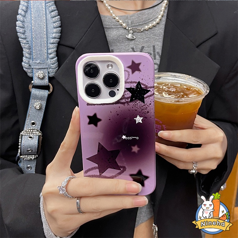 Redmi 12C A1 A1+10C 10A 10 9 9A 9C 9T Note11 11s 10 10s 9 9s Pro Xiaomi 11 Lite Poco X3 Pro NFC 3in1 Casing Grape Purple Star Phone Case Pelindung Kamera Tahan Guncangan Soft Cover