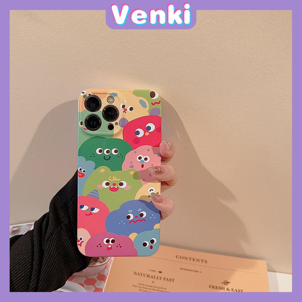 VENKI - For iPhone 11 iPhone Case Film TPU Soft Case White Glossy Cute Doodle Camera Protection Shockproof Compatible with iPhone 14 13 Pro max 12 Pro Max xr xs max 7Plus 8Plus