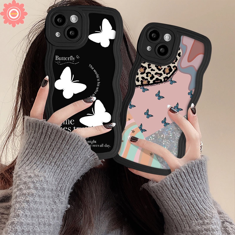 Casing Kupu-Kupu Fashion Retro Fantasy Untuk Redmi Note10 8 9 11 10s 11s 9s Pro Max Redmi 12C 10 9 10A A1 A1+9T 9A 10C 9C NFC POCO X3 NFC Pro M3 Mi 11T Pro Wavy Edge Soft Casing TPU