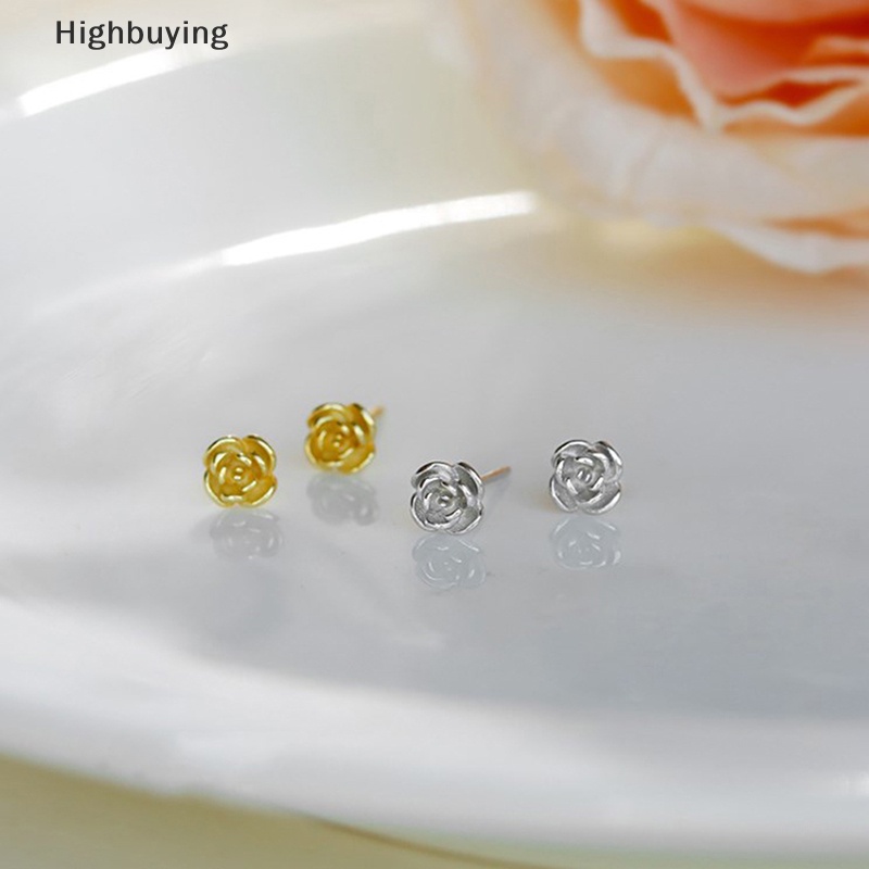 Hbid French Rose Women Earrings Berongga Keluar Sederhana Bunga Dan Hati Stud Earrings Perhiasan Tindik Glory