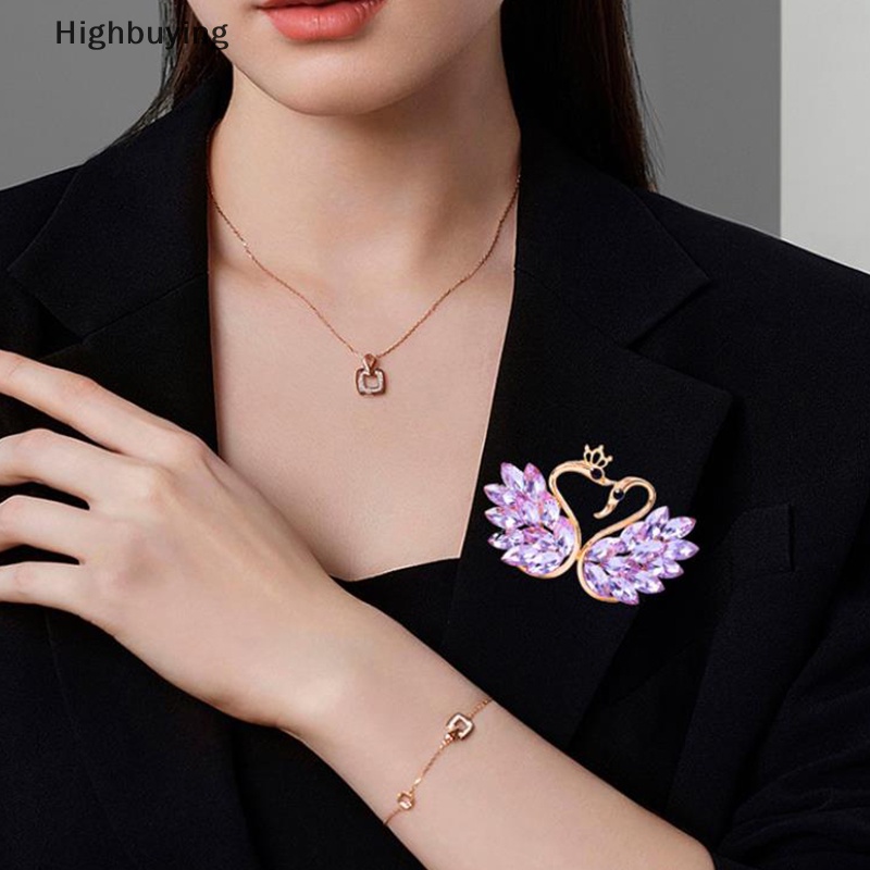 Hbid Fashion Kristal Angsa Ganda Bros Untuk Wanita Pesta Pernikahan Perhiasan Lapel Pin Accessries Glory