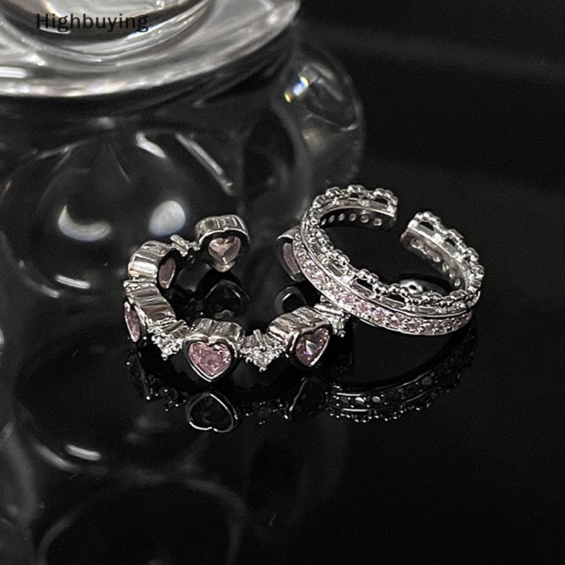 Hbid Fashion Kreatif Punk Gothic Duri Cinta Hati Cincin Mata Kucing Merah Muda Jantung Cincin Wanita Pembukaan Perhiasan Cincin Hadiah Glory