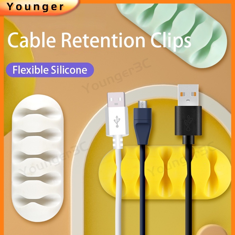 Cable Holder Silicon Cord Management Clip Earphone Wire Organizers Wire Winder Fix Clip strip Panjang Silikon Kawat Retensi Klip