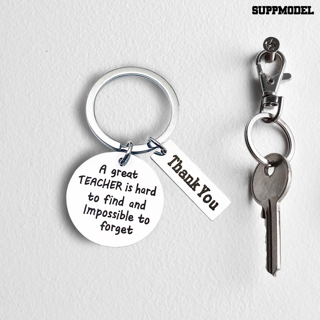 [SM Otomatis] Gantungan Kunci Kit Fadeless Pengerjaan Halus Stainless Steel Dua Sisi Cermin Poles Liontin Keyring Untuk Hari Guru