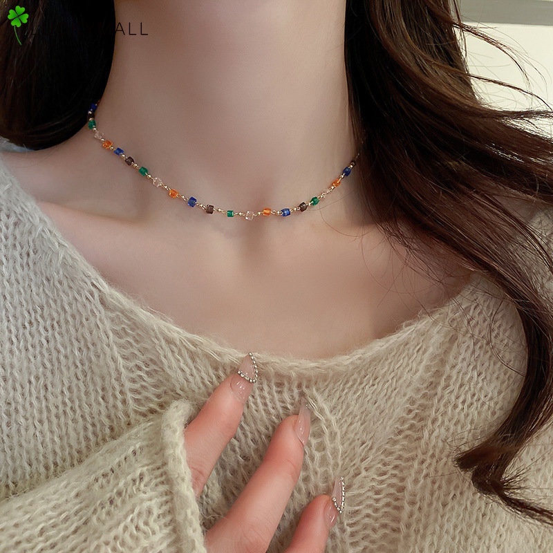 Fashion Rainbow Beads Kalung Untuk Wanita Elegan Warna-Warni Kalung Perhiasan Aksesoris