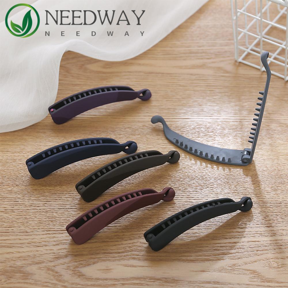 Needway   Klip Pisang Fashion Wanita Warna Solid Frosted Ponytail Holder