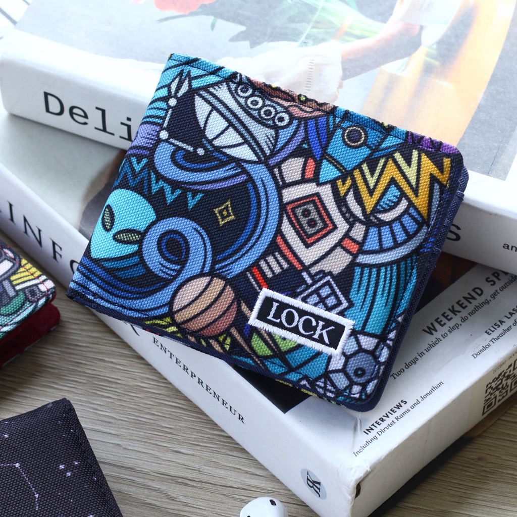 Dompet Pria Lipat Pendek Bahan Kulit Kanvas Anti Air Wallet Cowok Laki Laki Dompet Motif LS452