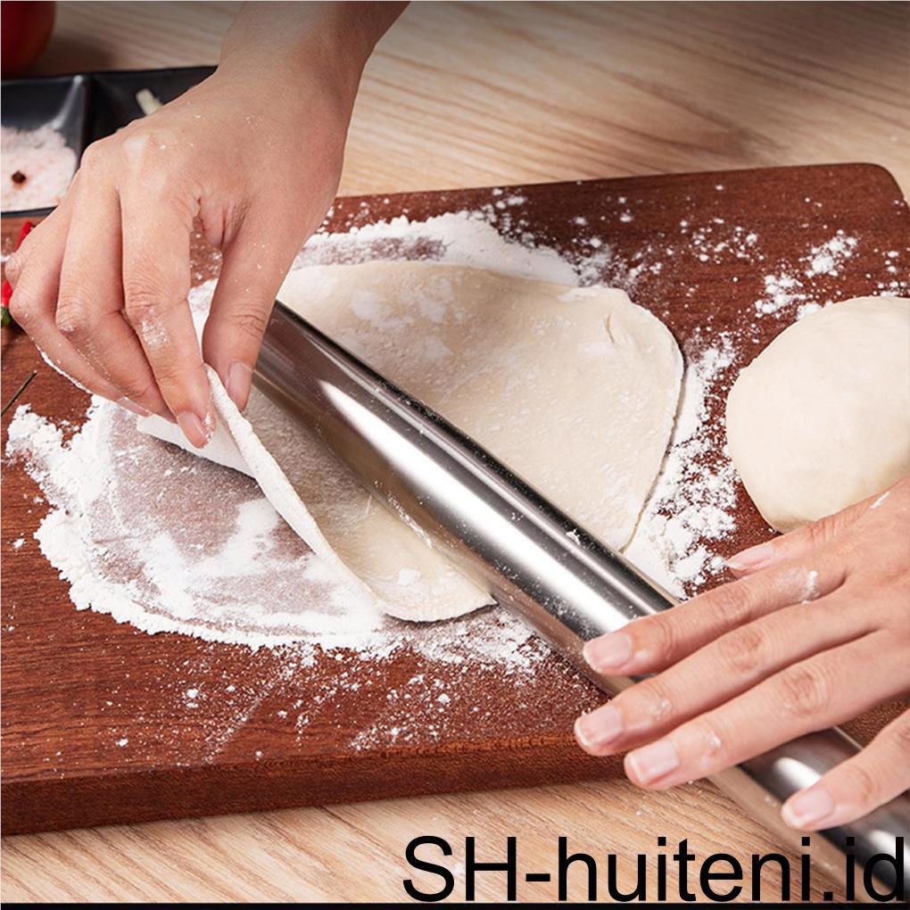 Stainless Steel Rolling Pin Anti Lengket Penggiling Adonan Professional Baking Tool