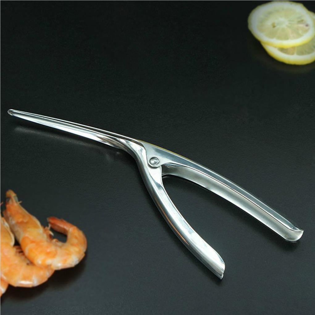 2pcs Alat Kupas Udang Praktis Stainless Steel Alat Deveining Udang Seafood Shell Udang Melengkung Peelers