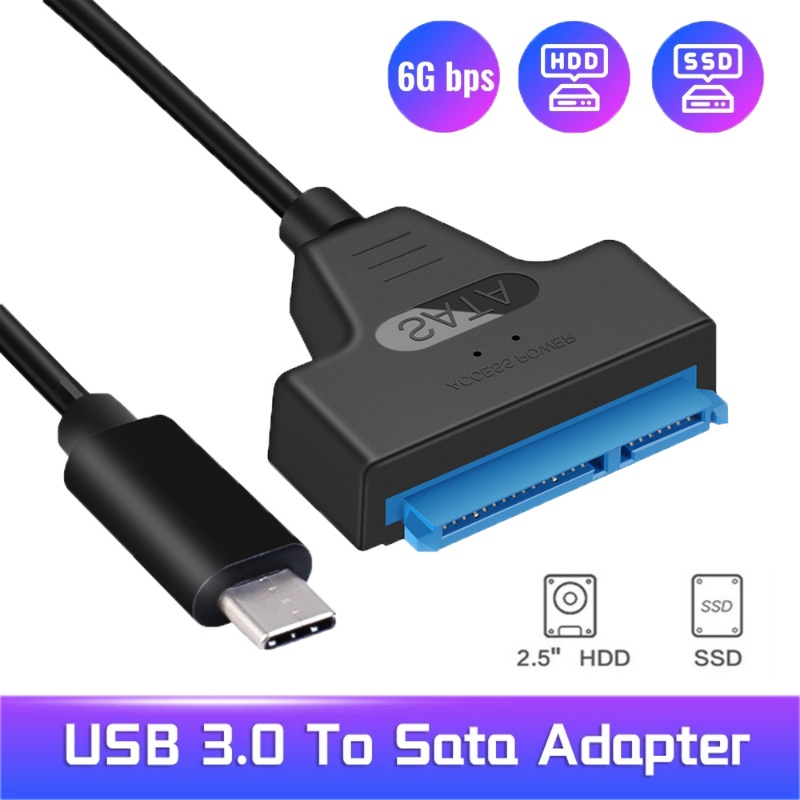 Support 2.5 Inches SSD HDD Hardisk High Speed 6Gbps Transmisi Data SATA Adapter Desktop Hard Drive Line Tipe-C Ke Kabel SATA USB SATA22Pin Adapter Untuk PC Lapto