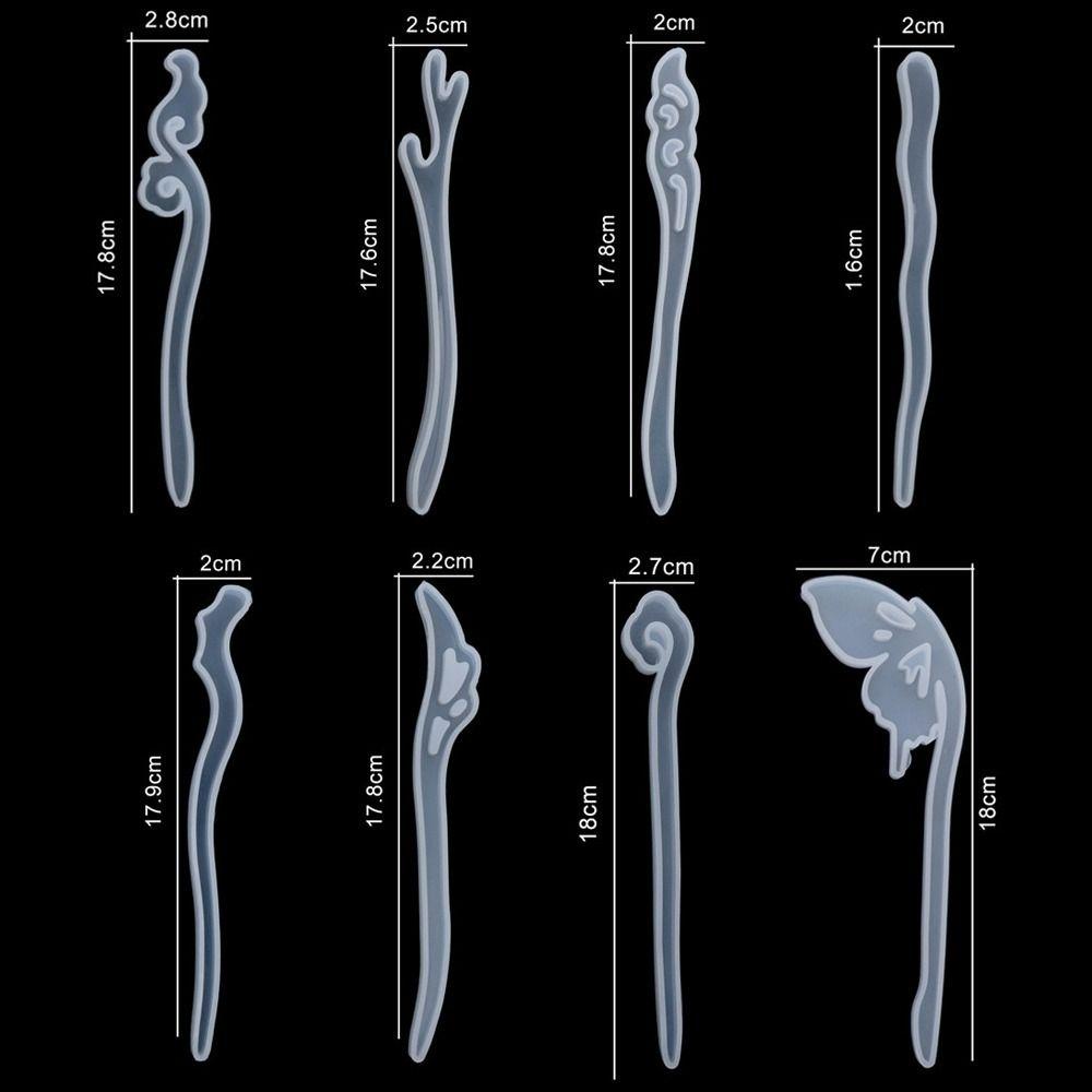 TOP 4pcs /set Jepit Rambut Cetakan Silikon Kerajinan Membuat Hiasan Rambut Lady Bulang Resin Mold