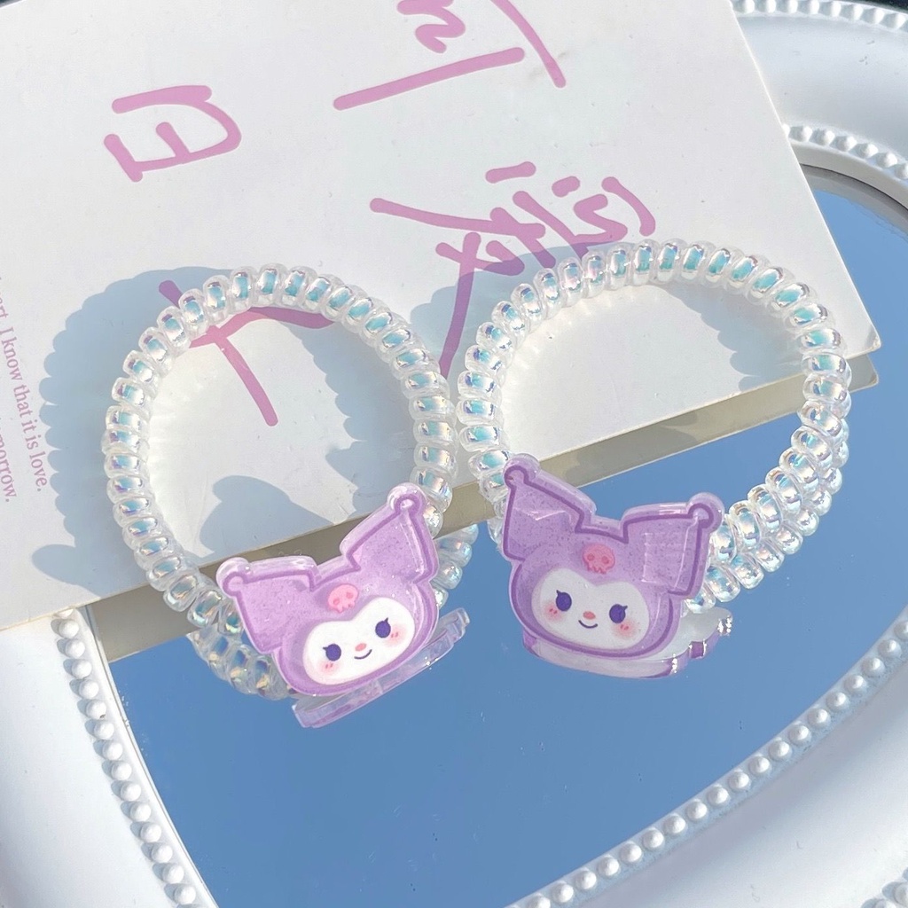 Terbaru ikat rambut sanrio kabel imut metalik / kuciran rambut cinnamoroll kuromi melody
