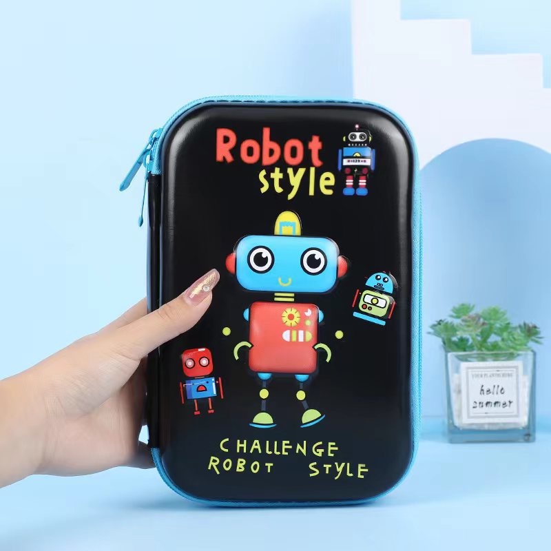 

PC0007 Tempat Kotak Tepak Pensil Karakter Anak Laki Laki Perempuan 3D MOTIF ZA - Robot Hitam