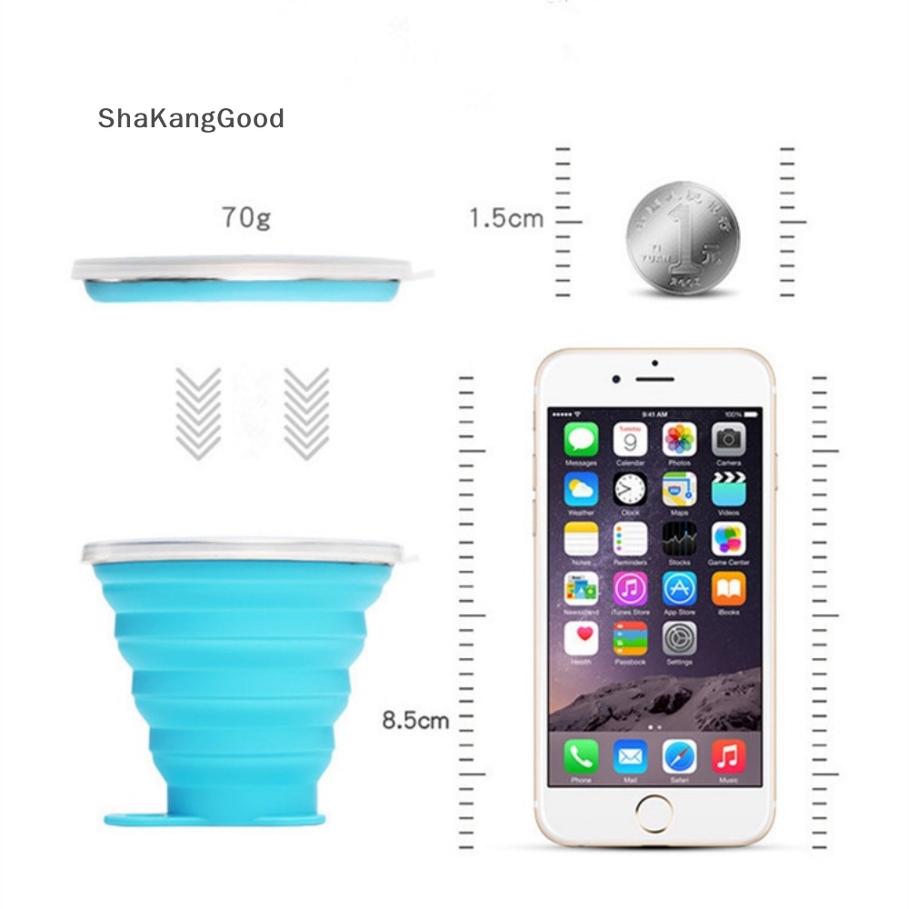 Gelas Lipat Selip 270ml BPA FREE Food Grade Water Cup Travel Silicone Retractable SKK