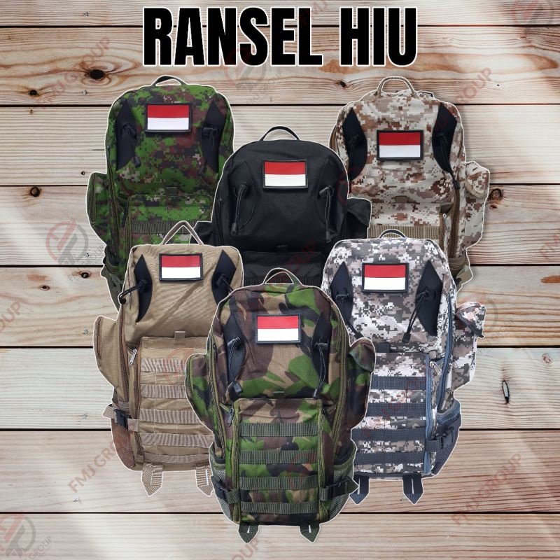 Tas Ransel Hiu Army / Tas Punggung Hiu / Ransel Backpack Hiu / Tas Gunung Tactical Army Hitam,Krem,Hijau Army,Loreng Gurun,Malvinas