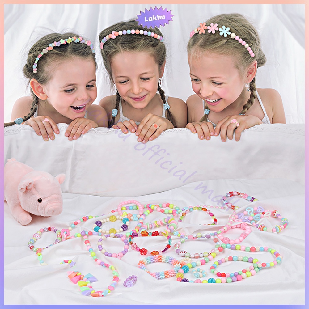 JCHO 3D Beads Diy Mainan Edukasi Kreatifitas Anak Meronce Gelang / Kalung / Gantungan Masker DIY