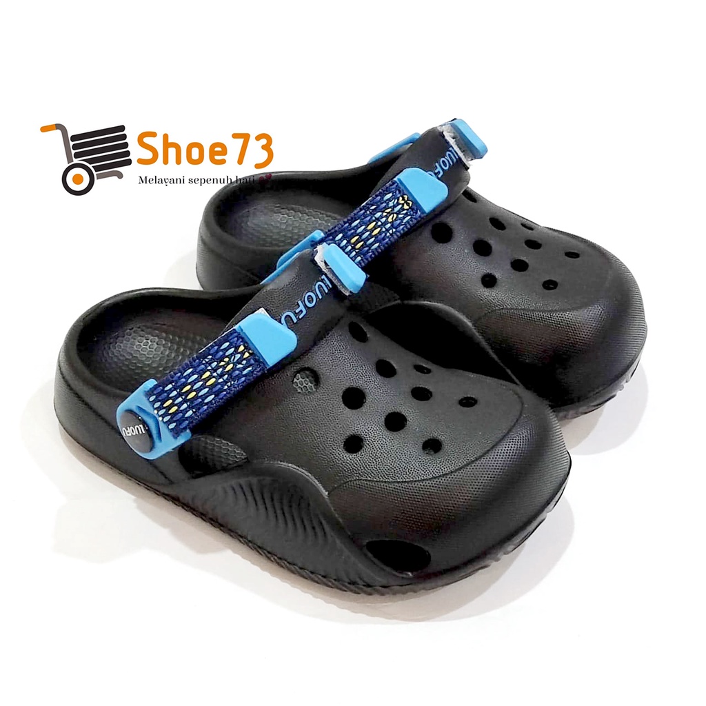 LUOFU E 8112 E01 SIZE 24-35 ORIGINAL l Sandal Clog jelly anak laki dan perempuan l Sendal baim cewek cowok impor