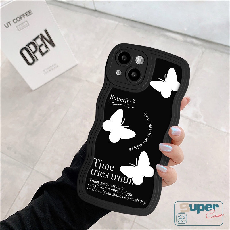 Casing Tepi Bergelombang Lembut Fashion Untuk Redmi Note8 11 9 11s 10s 9s Pro Max10 Redmi 12C A1 10C 10A 9a1+9T 9A 10 9C NFC Mi 11T Pro POCO M3 X3 NFC Pro Letter Fantasy Butterfly Sarung