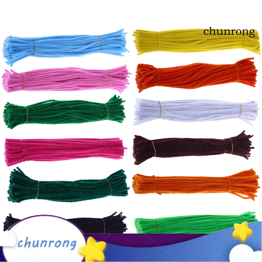 100pcs Chenille Batang Pembersih Pipa Tongkat Twist Anak DIY Craft Mainan Edukasi