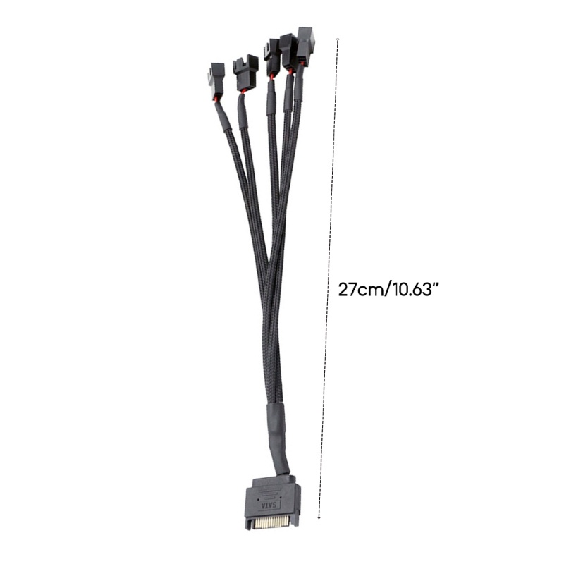 Kabel Adaptor VIVI 15Pin Ke 5-Port 3pin/4pin Kabel Kipas Pendingin Kepang Nilon Hitam