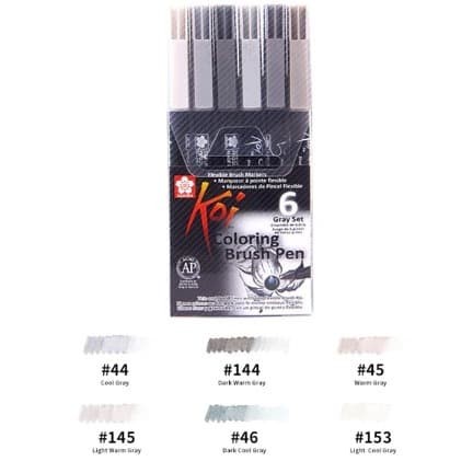 

Sakura Koi Coloring Brush Pen Gray Set 6 Color / Spidol Warna Murah