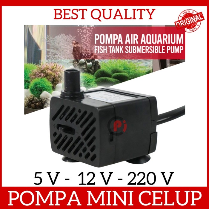 Pompa Air Mini Celup Submersible Pump Fish Tank Aquarium 5V 12V 220V