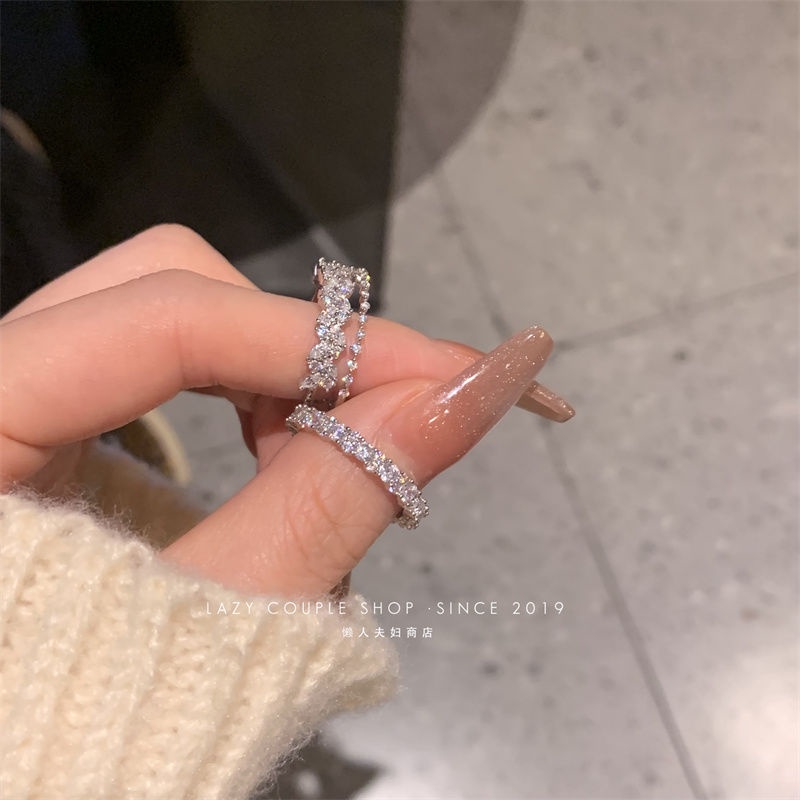 Ay (CN) Cincin Perak Kristal Mewah Butterfly Heart Bow Cross Ring Untuk Aksesoris Perhiasan Wanita