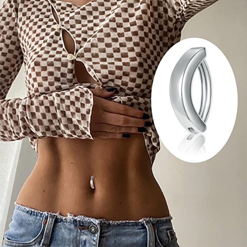 Halus Stainless Steel Belly Button Rings Fashion Pusar Kuku Sederhana Geometris Pusar Perut Kuku Gadis Trendi Perhiasan Aksesoris Tubuh Perut Bar Tindik Perhiasan