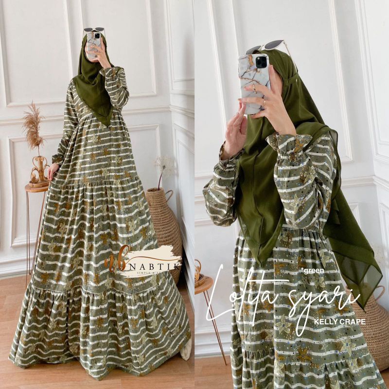 LOLITA SYARI free khimar ORI NABTIK | Kelly Crepe-Ceruty Babydoll