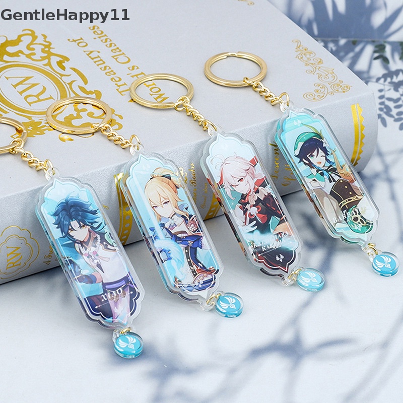 Gentlehappy 1Pc Genshin Impact Anime Figure Venti Tartaglia Ye Lan Gantungan Kunci Akrilik Mainan id