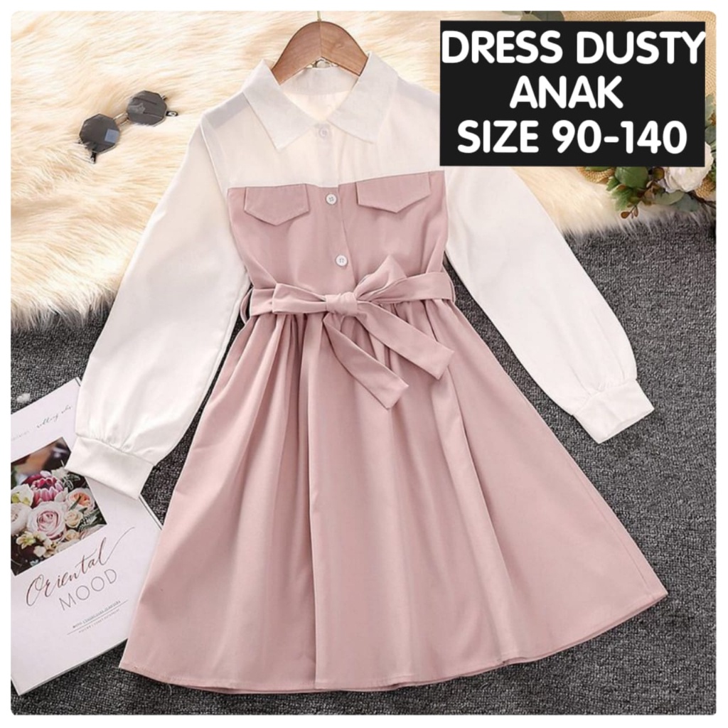 (LC-JKT) BD-422 DRESS DUSTY KEMEJA BLOUSE  FREE BELT SIZE 90-140