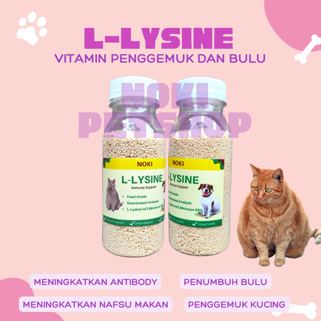 [BISA COD] L-LYSINE 60 GRAM SUPLEMEN PENGGEMUK KUCING VITAMIN FAT | VITAMIN KUCING FOR CAT ASAM AMINO PLUS PRO LYSINE KUCING PENAMBAH IMMUNE DAN NAFSU MAKAN 1 KG LISIN LYSIN LISINE LEUSIN SUPLEMEN VITAMIN PENGGEMUK KUCING ANJING UDANG IKAN SAPI