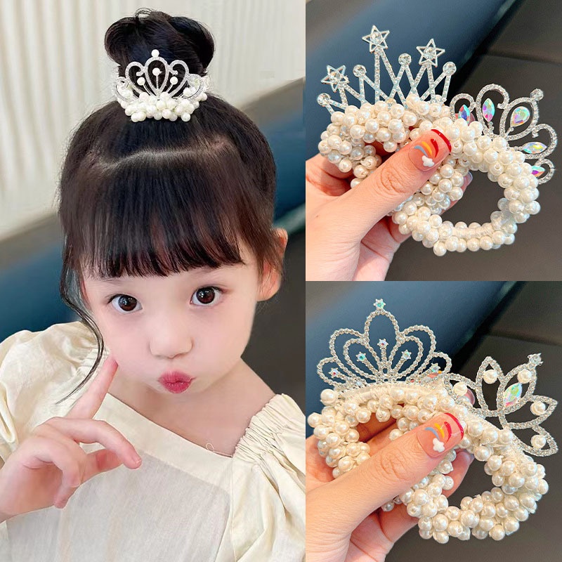 Korea Fashion Mutiara Cincin Rambut Gadis Elastis Tinggi Kulit Band Rambut Tali Wanita Ekor Kuda Headrope Hiasan Kepala