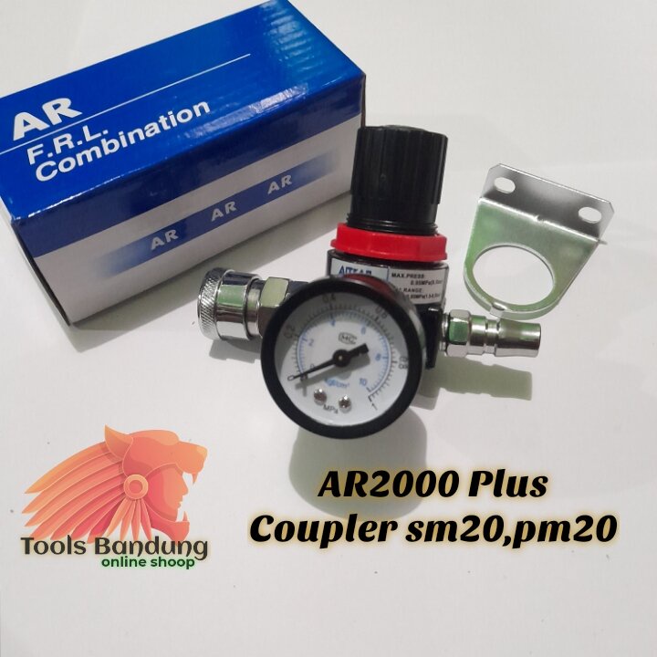 Regulator Kompresor Manometer AR2000 Drat 1/4 Pengatur Tekanan Spray Gun Angin Max 10 bar