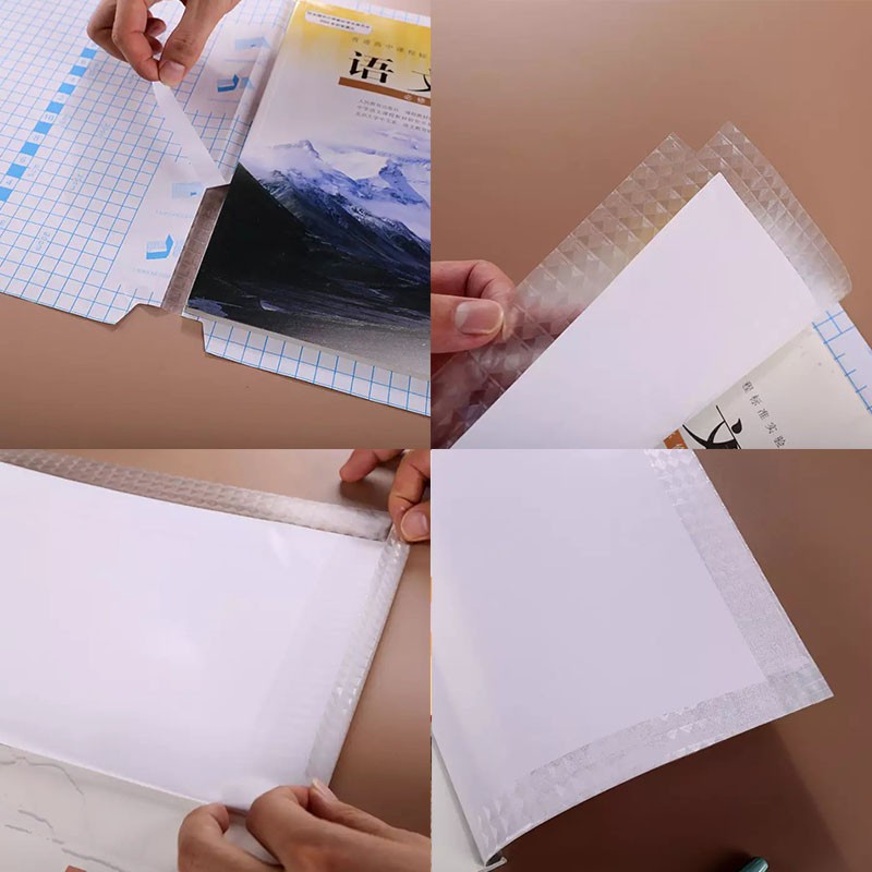 10 Pcs Self Adhesive Covering Book Film Dengan 10 Pcs Stiker Nama Sampul Buku Teks Perlengkapan Sekolah Transparan Tahan Air Film Textbook Case Siswa Pembungkus Pelindung