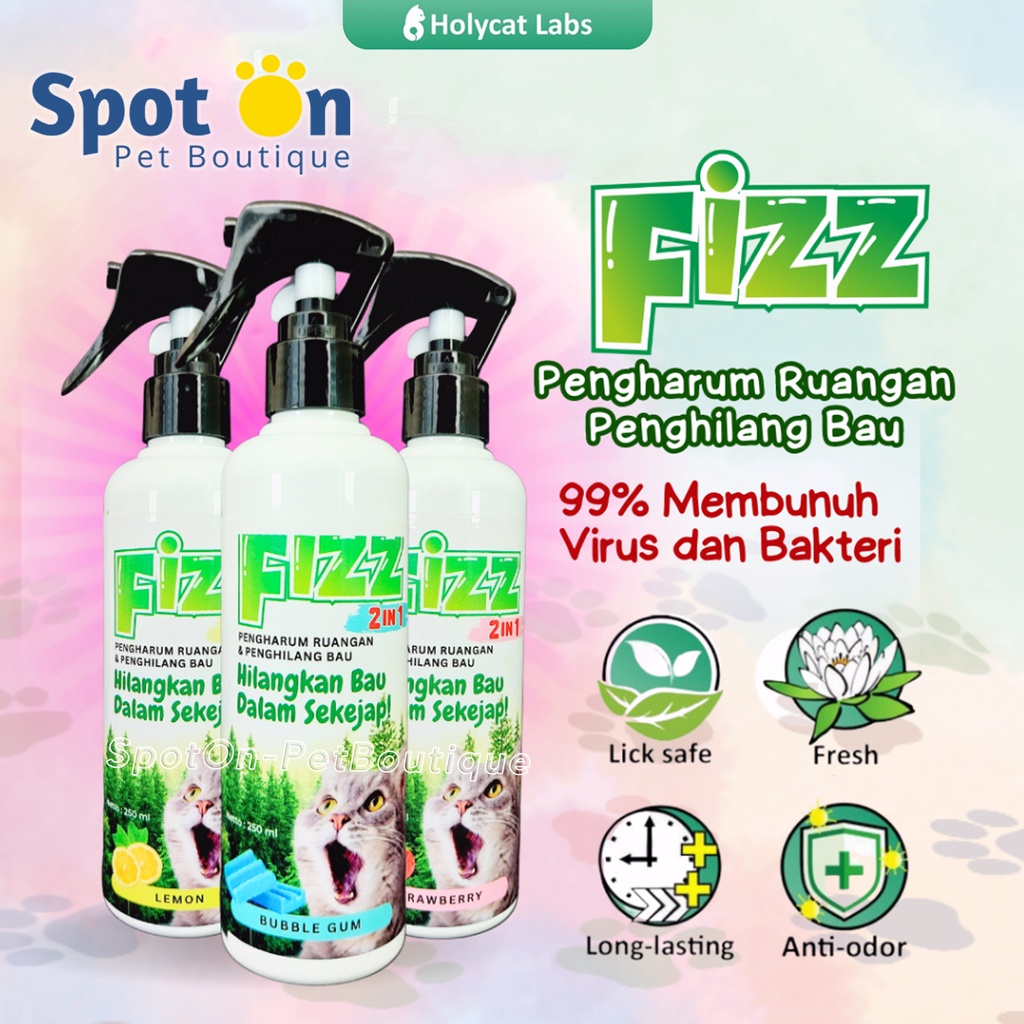 Fizz Spray Penghilang Bau Kotoran Kucing &amp; Anjing by Holycat Labs | Fizz Poop Peep FIZZ Aman Terjila