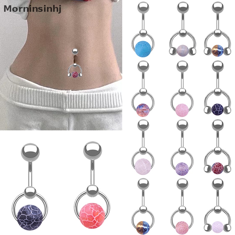 Mornin Stainless Steel Belly Button Ring Batu Alam Tubuh Perhiasan Pusar Cincin Untuk Wanita Hadiah Perhiasan Aksesoris id