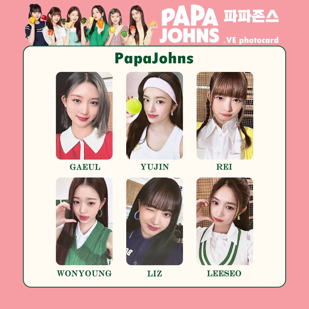 6pcs/set IVE Special Collection Photocards Papa Johns X IVE Kartu Lomo Kpop Postcards