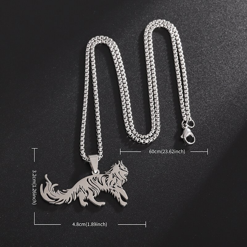 Lucu Mendominasi Fashion Desain Hewan Stainless Steel Serigala Kub Liontin Kalung Untuk Pria Wanita Perhiasan Mewah