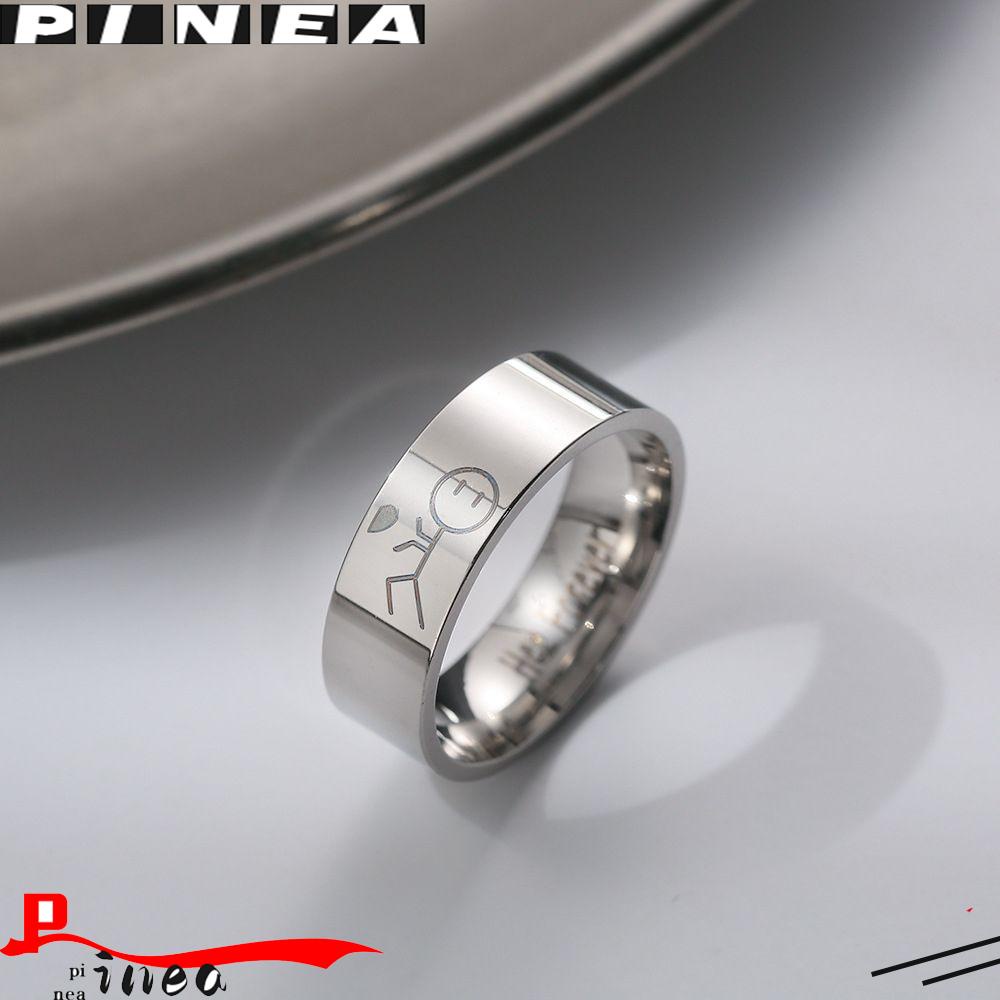 Nanas Cincin Baja Titanium Pesta Lebar 8 mm Wanita Fashion Gadis Pasangan Romantis Ring