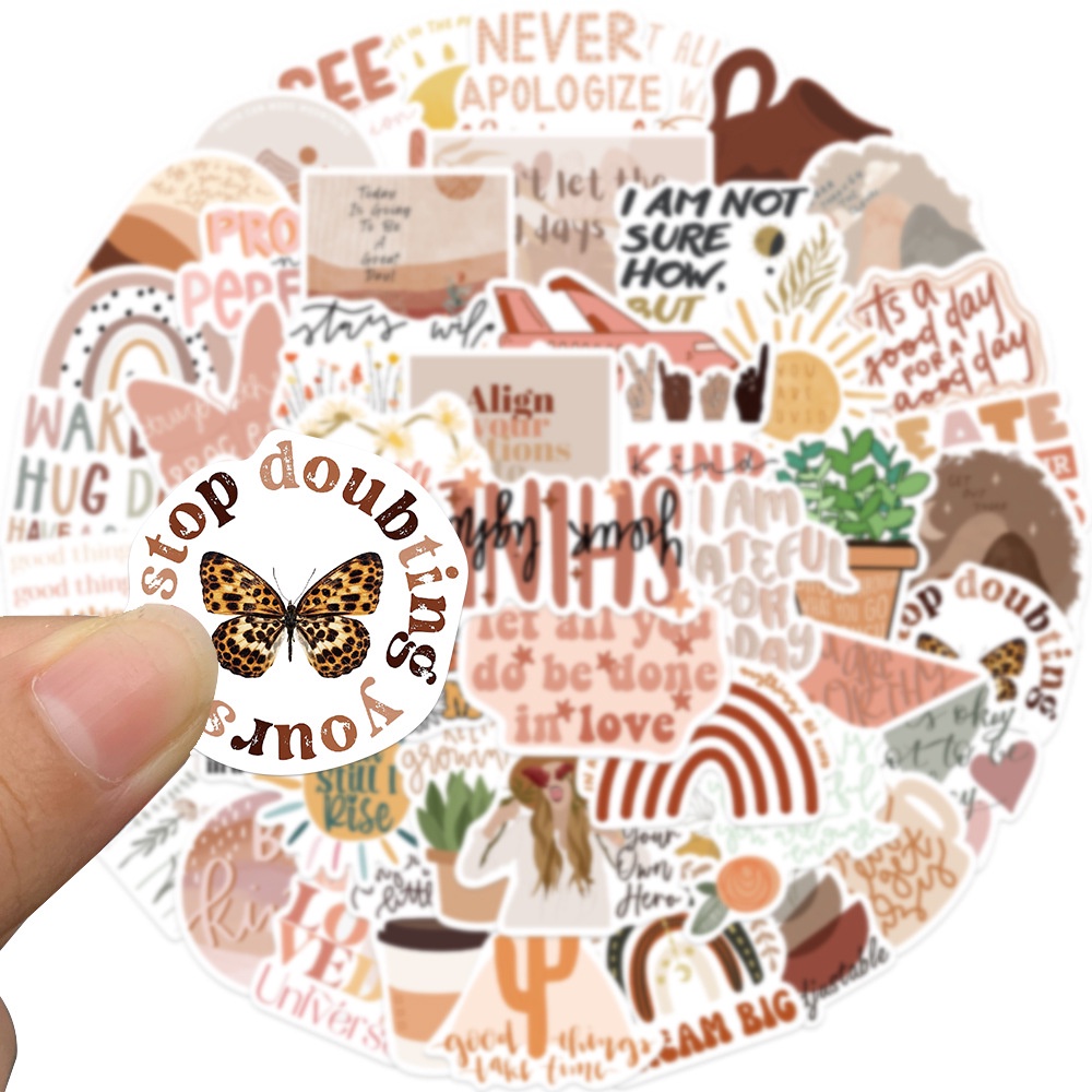 50pcs/set Gaya Bohemian Ungkapan Motivasi Graffiti Stiker Siswa DIY Gitar Bagasi Tahan Air Stiker