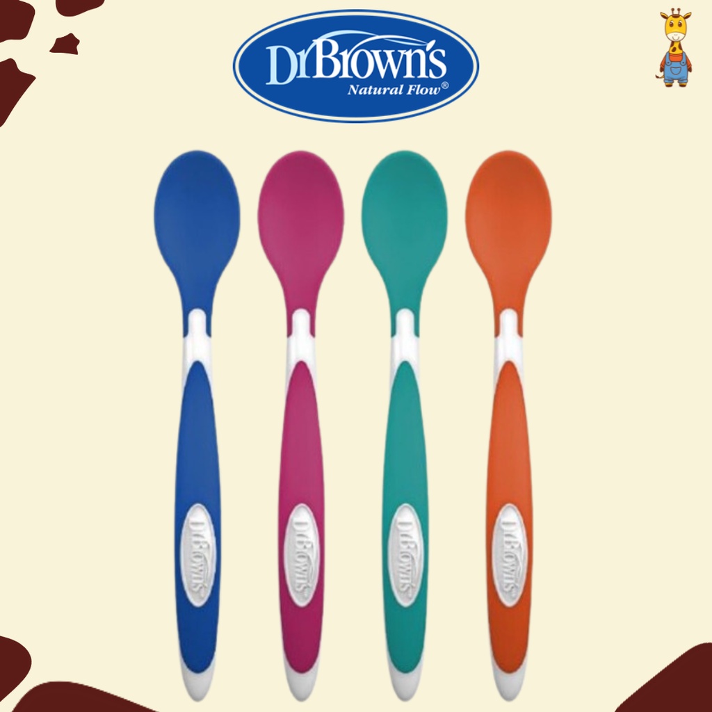 Dr. Brown's TempCheck Spoons, 4-Pack (TF024) / Sendok Makan Bayi / Peralatan Makan MPASI